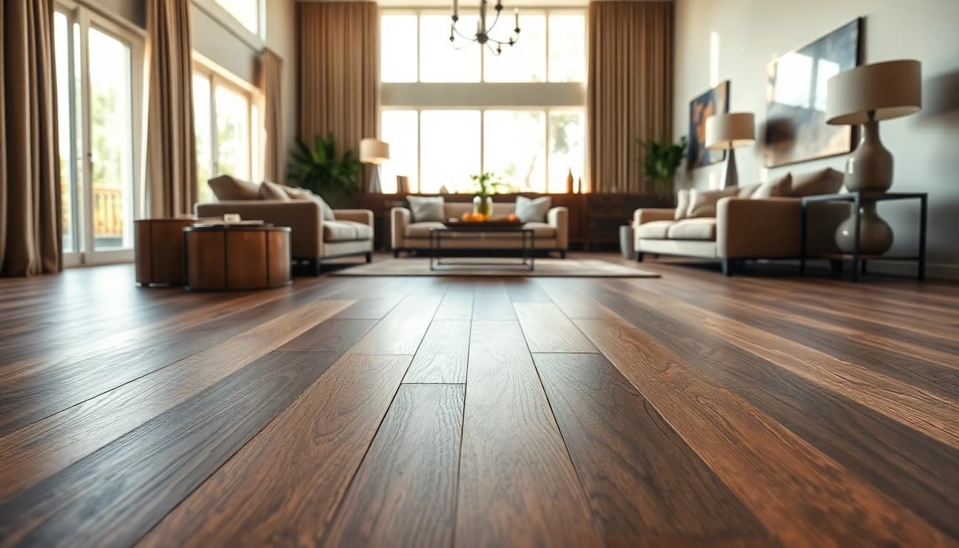 Admire the luxury vinyl flooring that enhances a stylish living room's aesthetic.