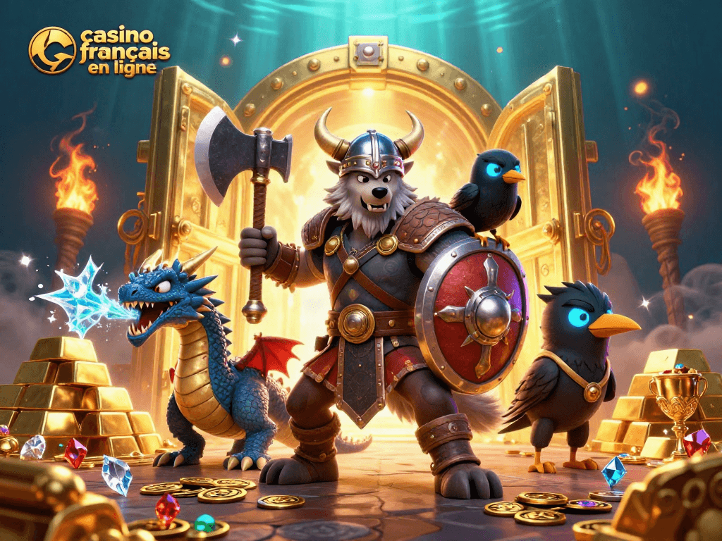 Engagez-vous sur casino francais en ligne avec des personnages 3D luttant pour le trésor.