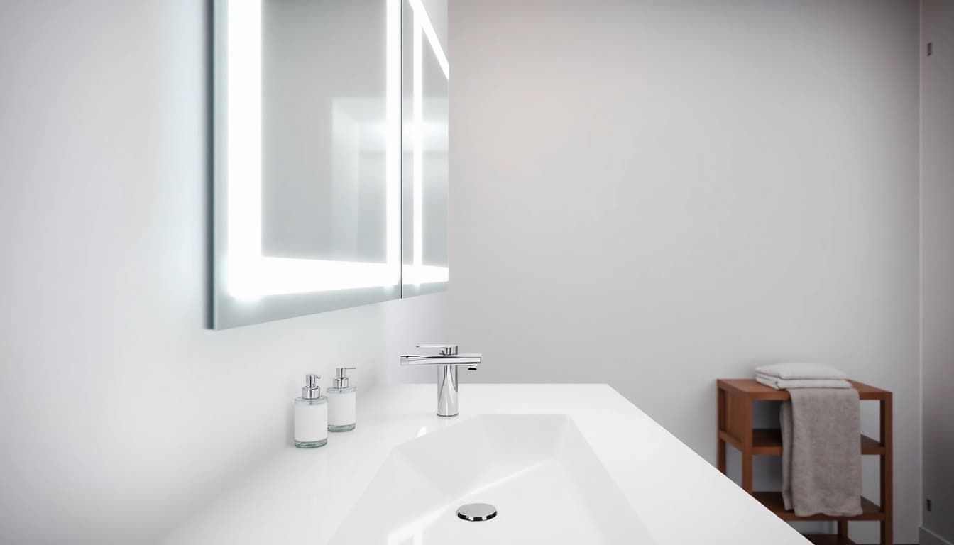 Entdecken Sie den eleganten sonni Spiegelschrank mit modernem Design und LED-Beleuchtung.