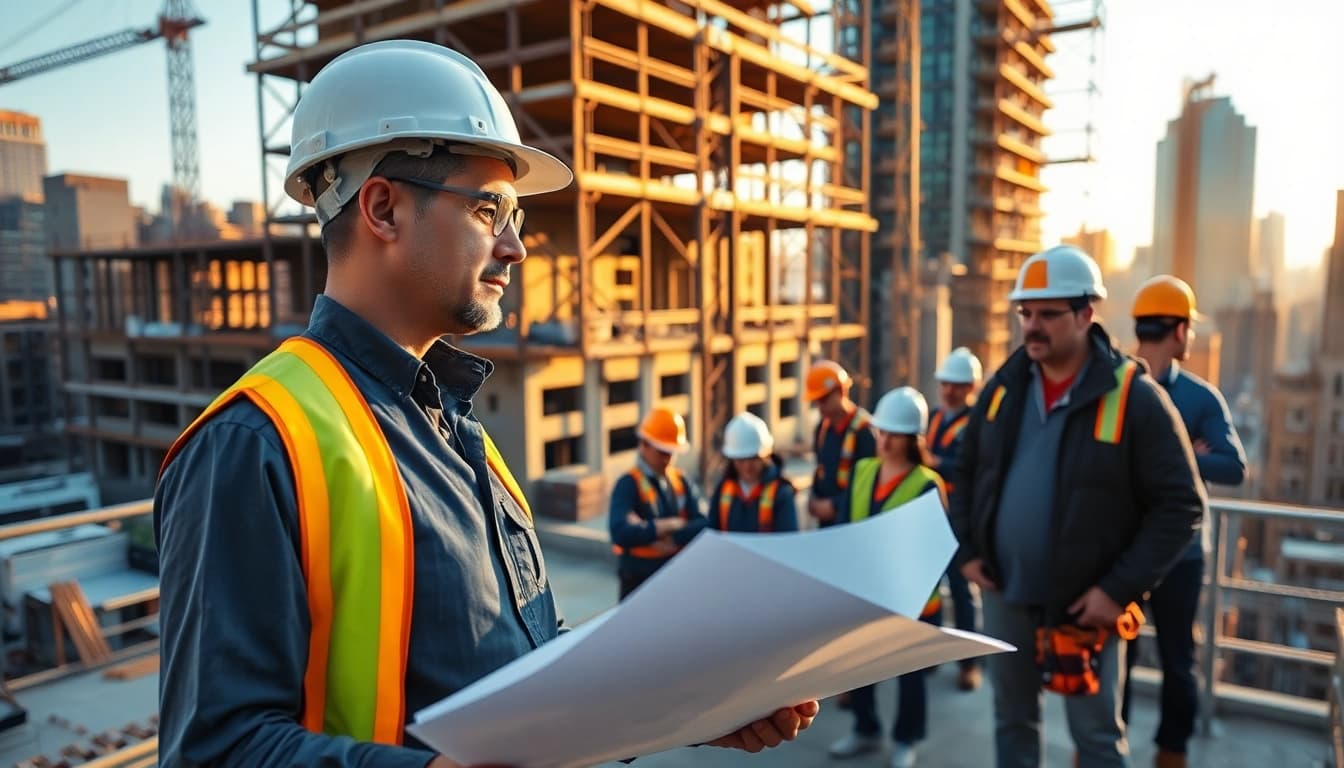 New York Commercial General Contractor supervising a busy construction site in New York.