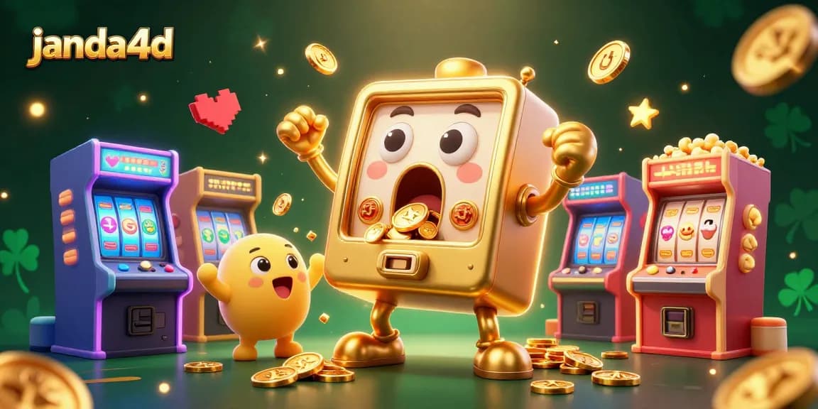 mesin slot janda4d meraih jackpot sambil dikelilingi permainan arcade menyemarakkan suasana