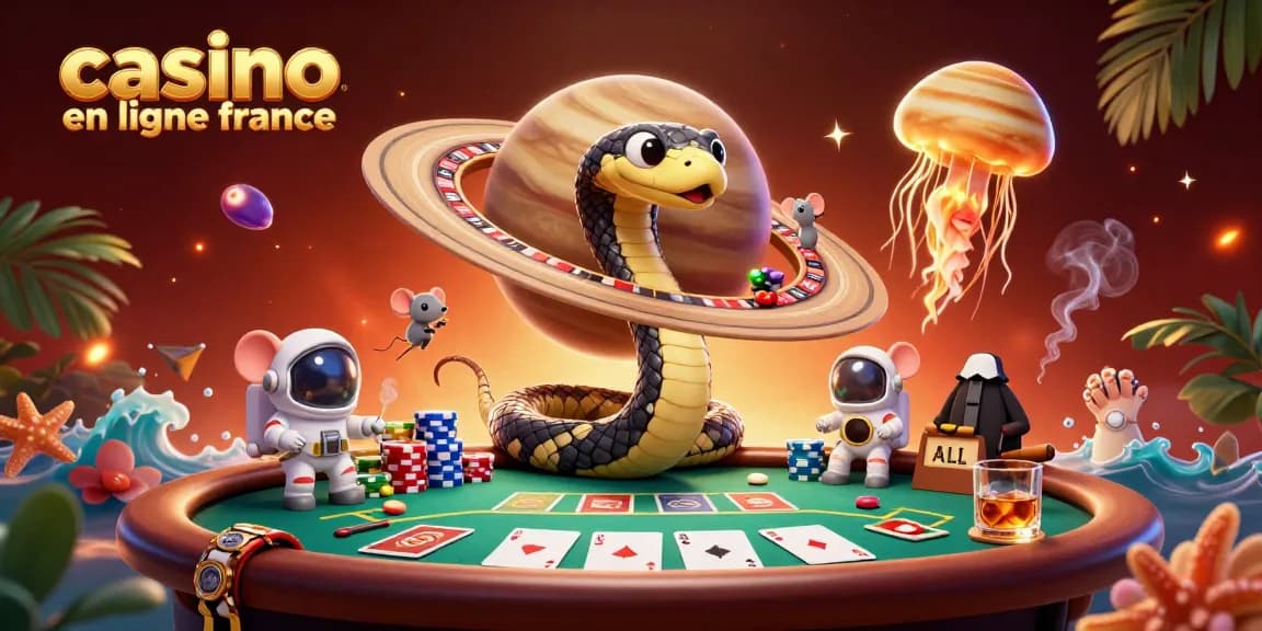 Les astronautes souris parient sur des segments de la roulette des anneaux de Saturne dans le casino en ligne France.