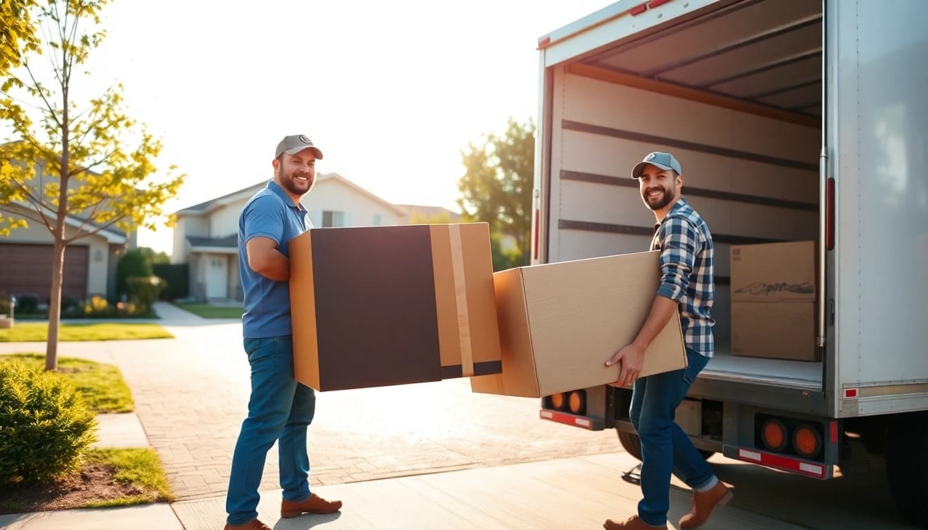 View of provincial movers loading furniture into a moving truck, conveying professional service.