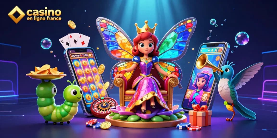 Vivez l'excitation du casino en ligne en France avec une illustration animée captivante et colorée.