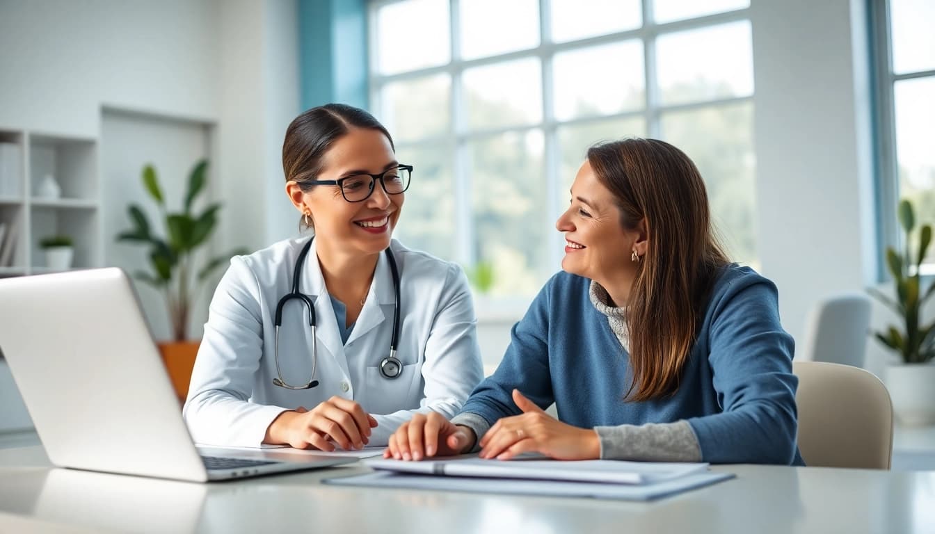 YourGP healthcare professional interacting with a patient in a supportive environment.