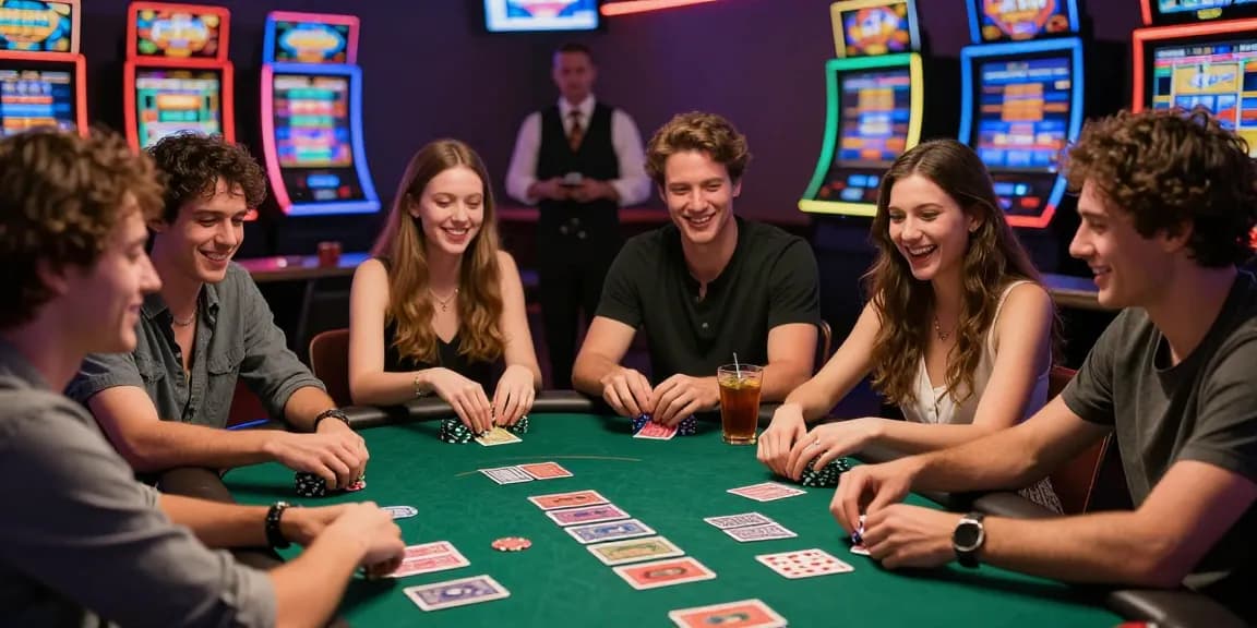 Pertandingan poker seru di meja dengan teman-teman, menampilkan momen coloksgp yang penuh tawa dan kompetisi.