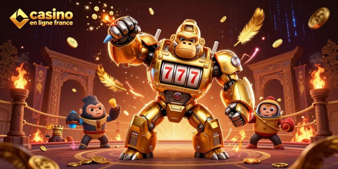 Gagnez avec le casino en ligne France dans une scène dynamique animée de machines à sous.