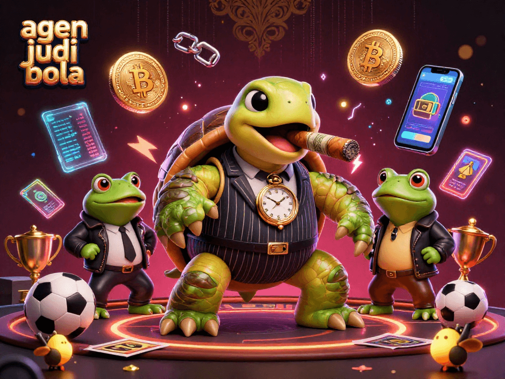 Experience thrilling action in agen judi bola with our vibrant casino scene featuring a unique turtle character.