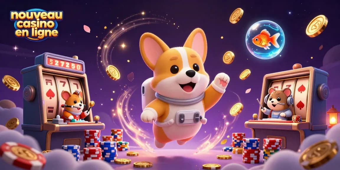 Visitez le nouveau casino en ligne avec des machines à sous flottantes et un corgi astronaute.