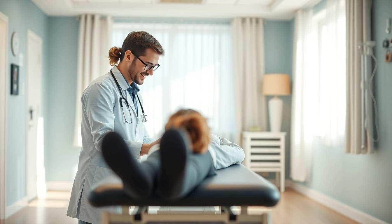 Seventeen Physio professional offering personalized treatment in a serene clinic environment.