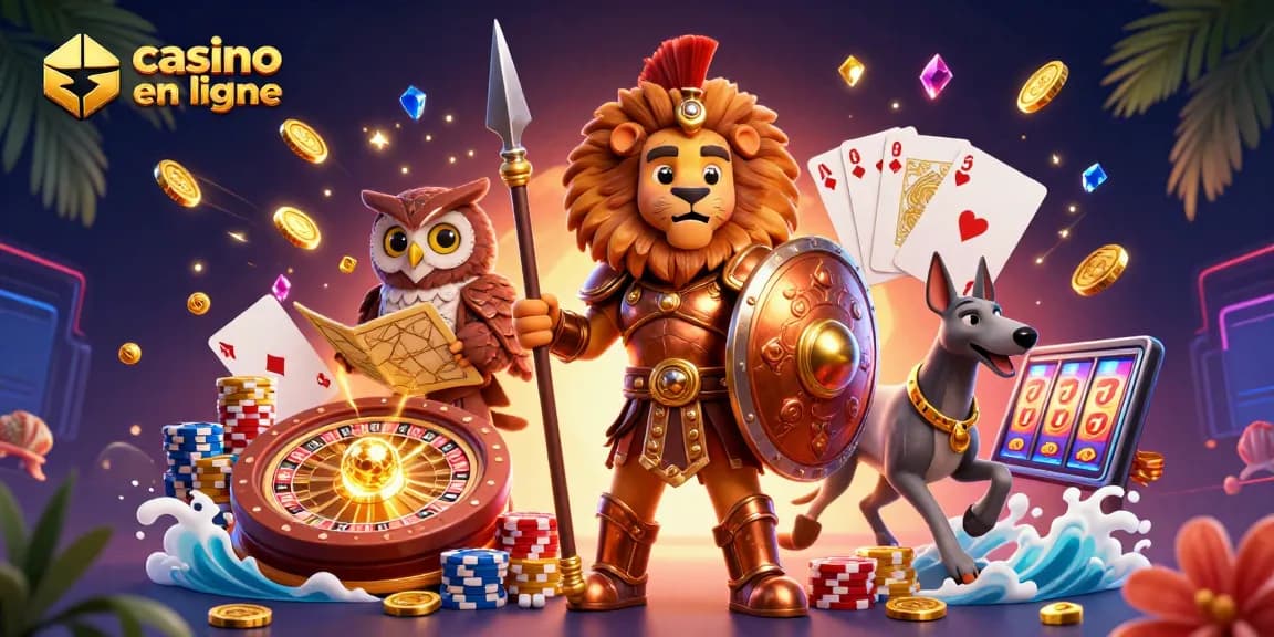 Découvrez l'univers captivant du casino en ligne avec des symboles de gains, des jeux de cartes et des jetons colorés.