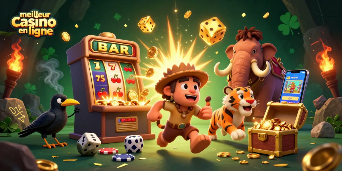 Profitez de jeux de casino avec le meilleur casino en ligne illustré par un duo préhistorique.