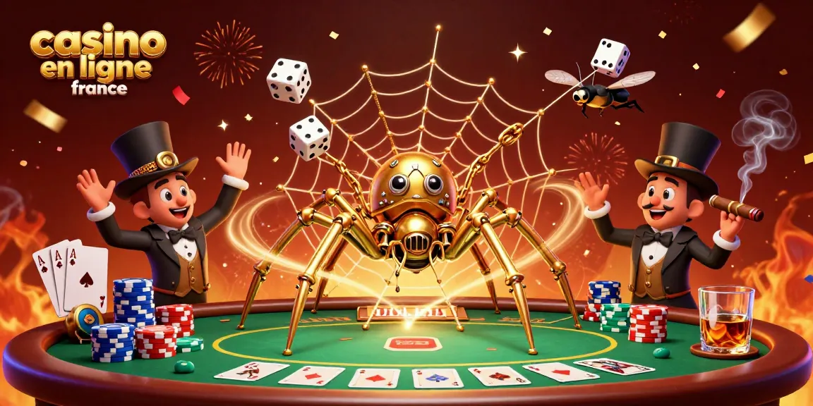 Jouer au casino en ligne France avec une illustration captivante d'une araignée steampunk.