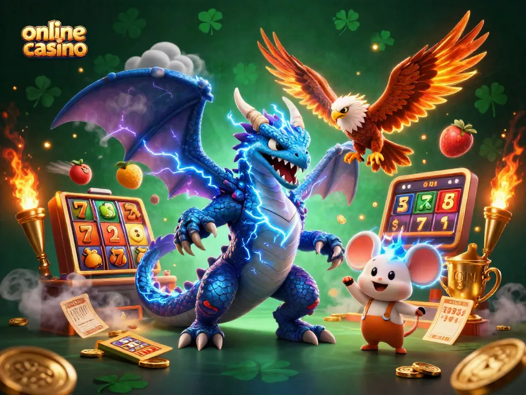 Juega en un emocionante casino online con tragamonedas y jackpots en una vibrante escena 3D.