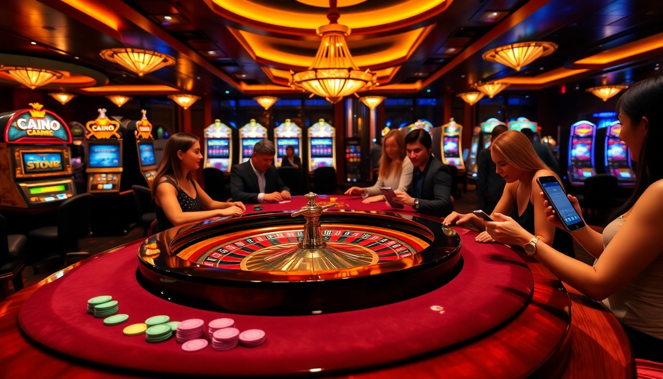 Joueurs profitant de jeux rapides dans un casino en ligne de luxe 2026 avec une décoration vibrante et une technologie avancée.