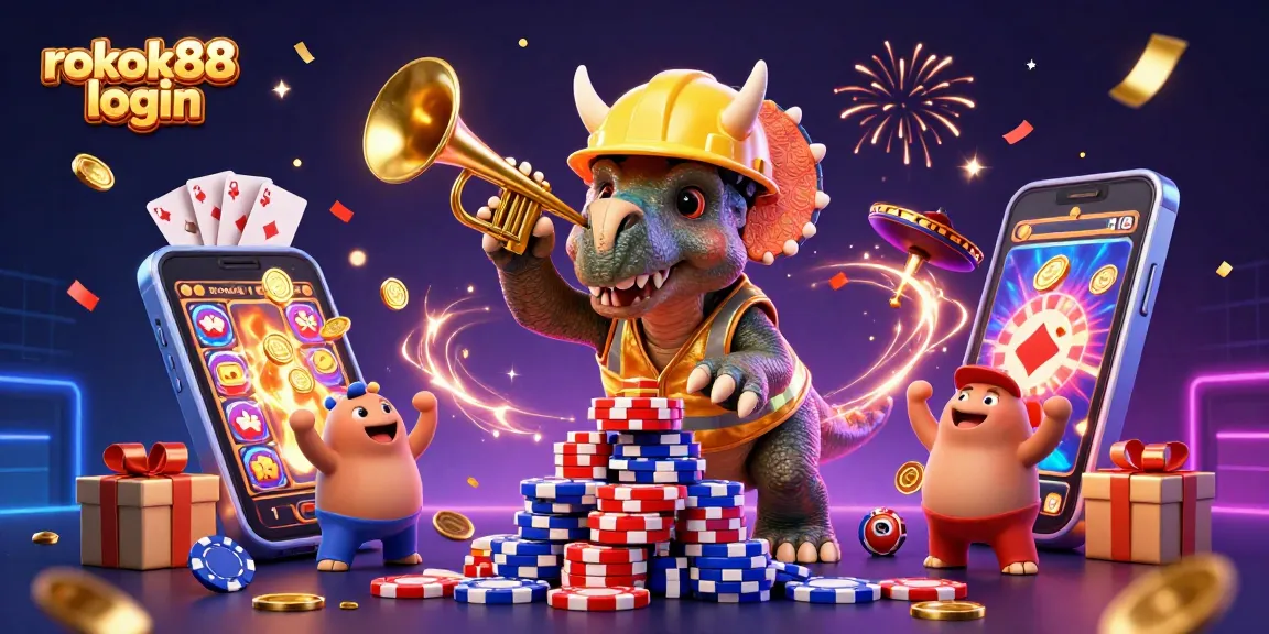 Experience thrilling adventures with rokok88 login at the animated casino featuring colorful slot games and poker chips.