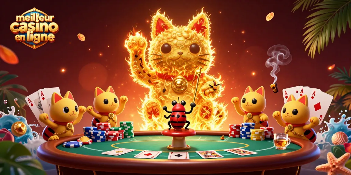Vivez l'excitation d'un meilleur casino en ligne avec des feux follets dorés et un chat porte-bonheur.