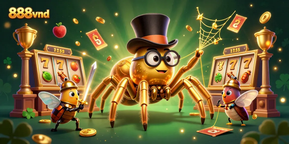 Experience the thrill of 888vnd with a dazzling slot game showdown featuring a giant tarantula and beetle knight.