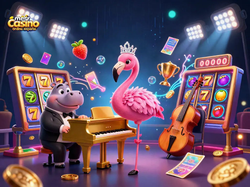 Disfruta del mejor casino online España con una vibrante escena llena de acción y luces brillantes.