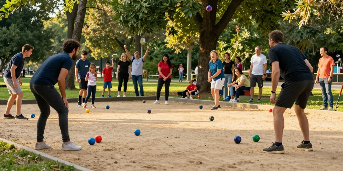 Momen bermain petanque di fopikotabanjarba.org dengan pemain beragam yang menggembirakan suasana olahraga.