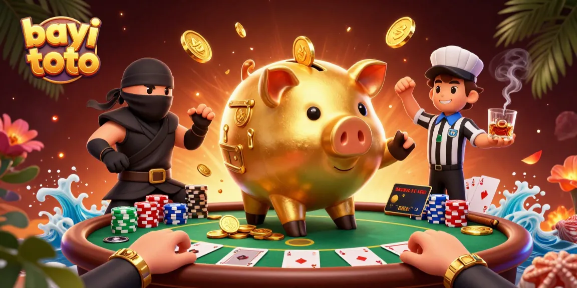 Experience thrill with bayi toto, as the golden piggy bank sumo wrestler and ninja clash at the poker table.