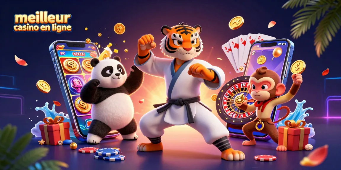 Gagnez au meilleur casino en ligne avec le tigre maître kung-fu et ses disciples en action.