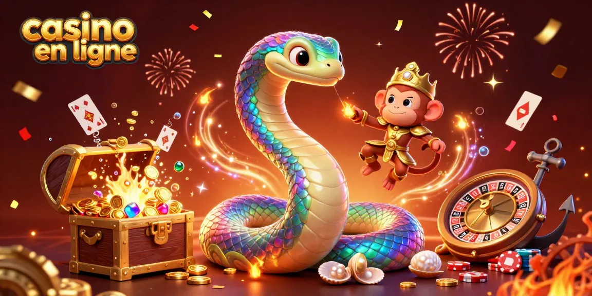 Actionner sur une plateforme captivante de casino en ligne, avec un serpent arc-en-ciel et des éléments flamboyants.