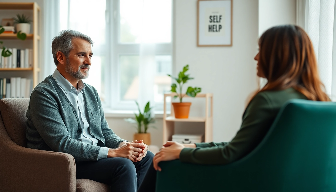 Engaging counselling session by Donna Morgan Counselling, showcasing a warm therapist-client interaction.