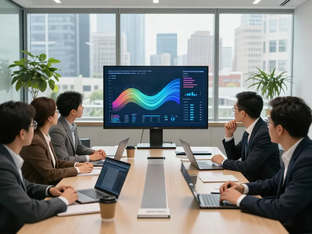 Corporate team strategizing on distressed business advisory solutions during a meeting