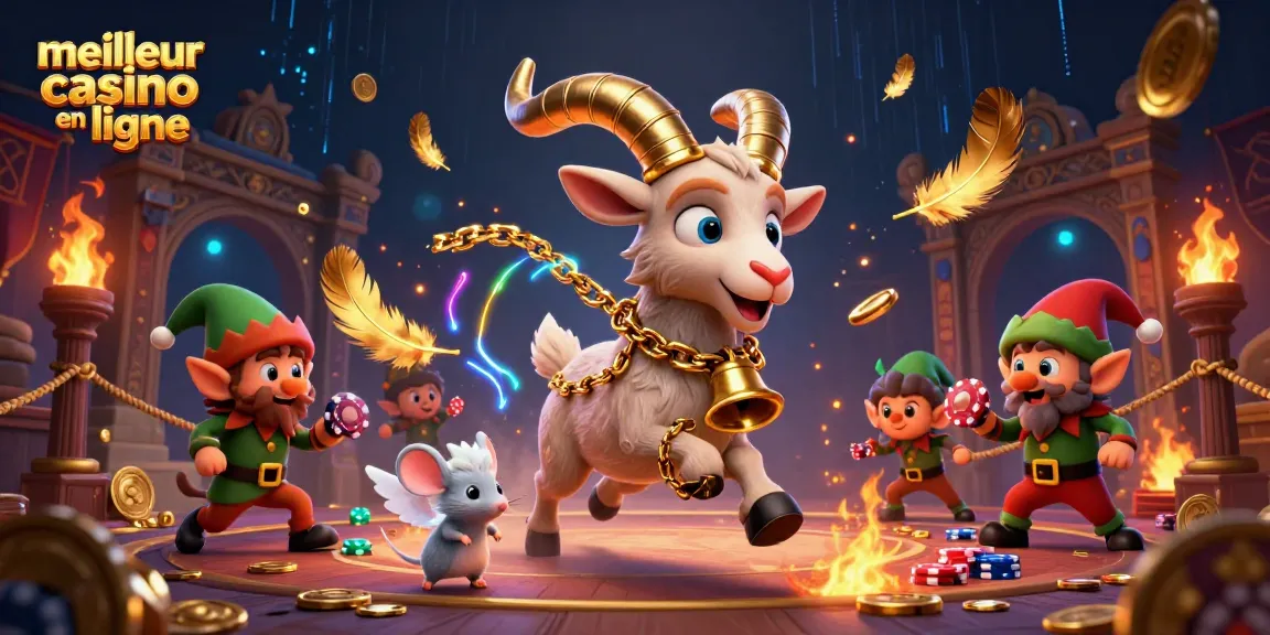 Le meilleur casino en ligne : illustration d'un Krampus et d'elfes dans un casino féérique.