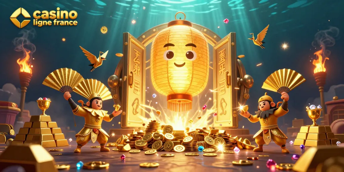 Jouer au casino en ligne France avec des éléments de jackpot et des personnages dorés dans une scène vibrante.
