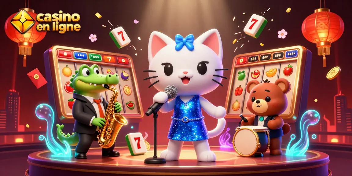 Rejoignez un casino en ligne dynamique avec un chat chanteur et des jeux captivants.