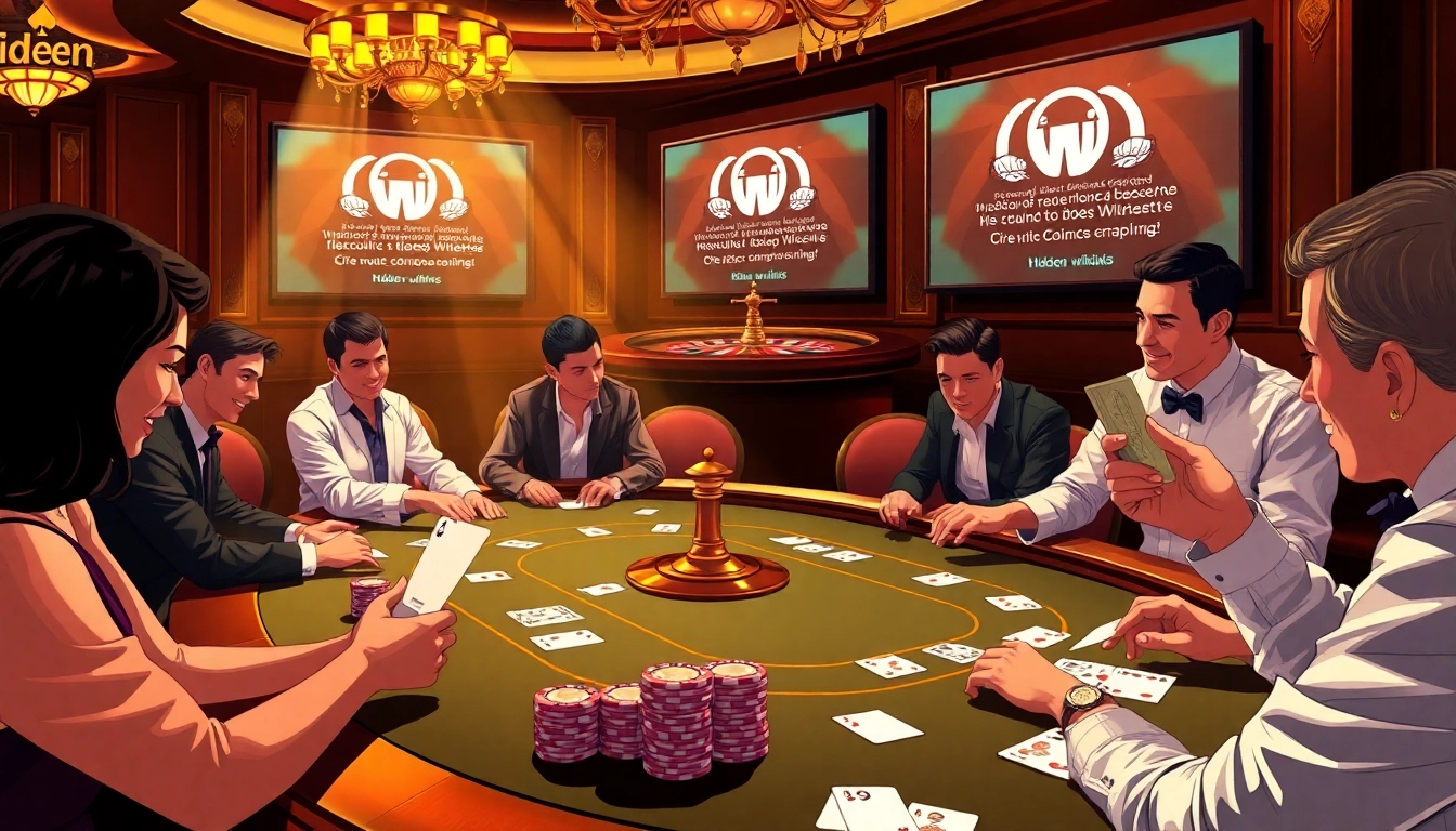 Players strategize at a poker table, using hidden wiki links for advanced gambling insights.