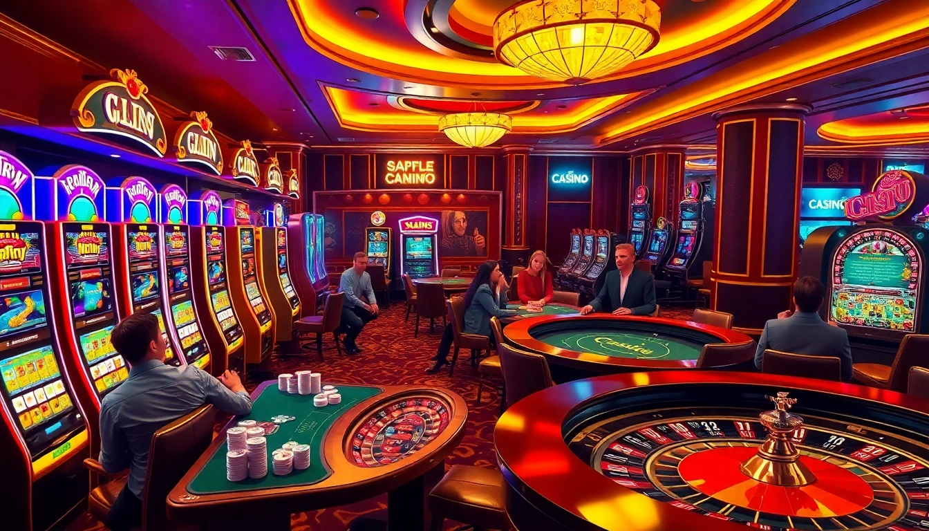 Découvrez le luxe au casino en ligne 2026 avec des joueurs profitant de machines à sous passionnantes et de tables de poker.