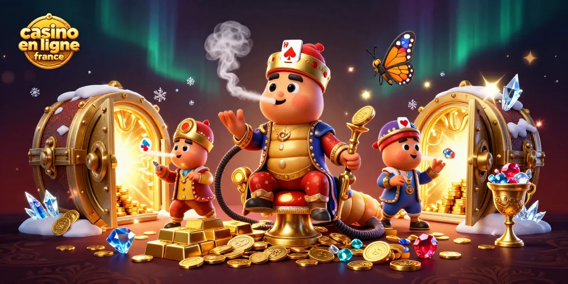 Gagnez avec casino en ligne France : illustration animée de jeux et trésors