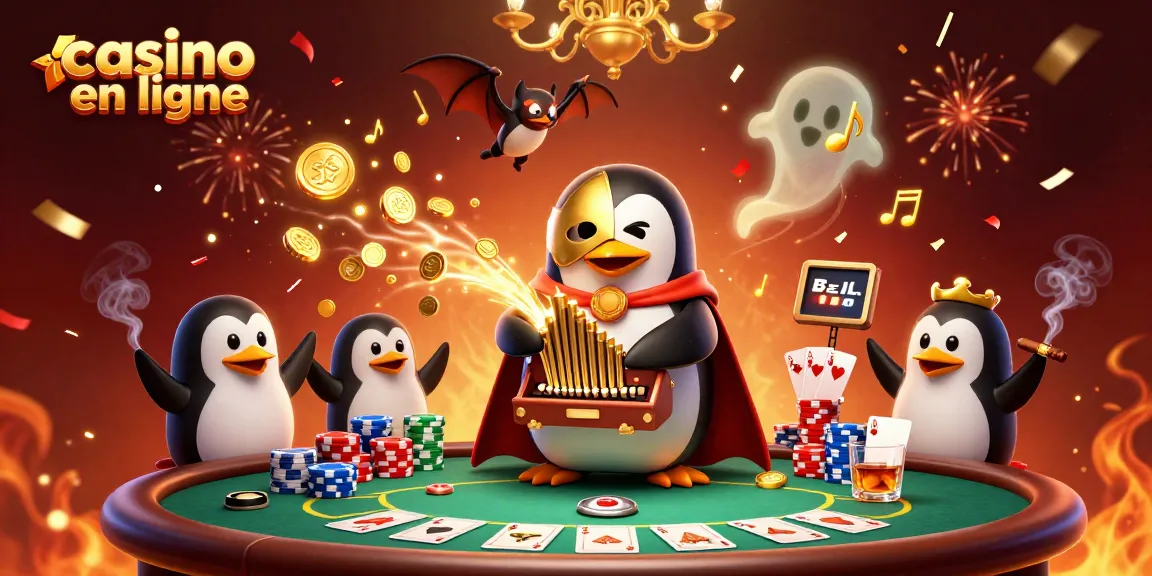 Jouez sur un casino en ligne avec un pingouin fantôme captivant et des éléments dynamiques de poker.