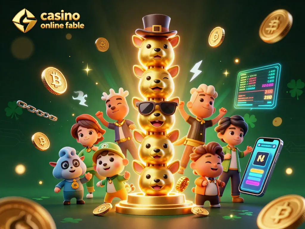 Disfruta de un casino online fiable con ilustración de tótem dorado y elementos de criptomonedas.