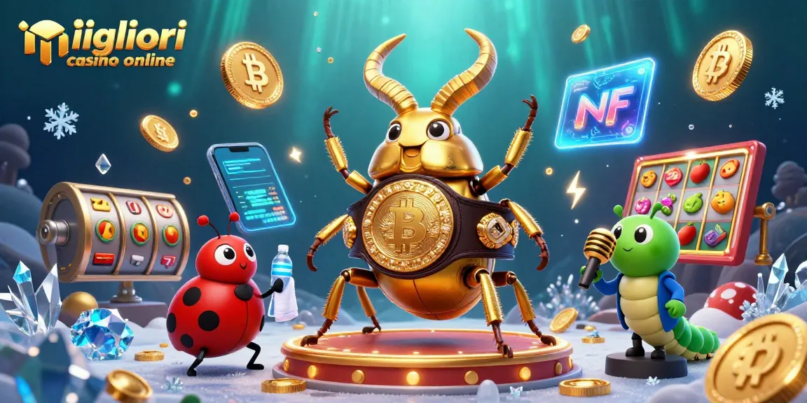 Scopri i migliori casino online con un'illustrazione di un grande scarabeo campione nel ring