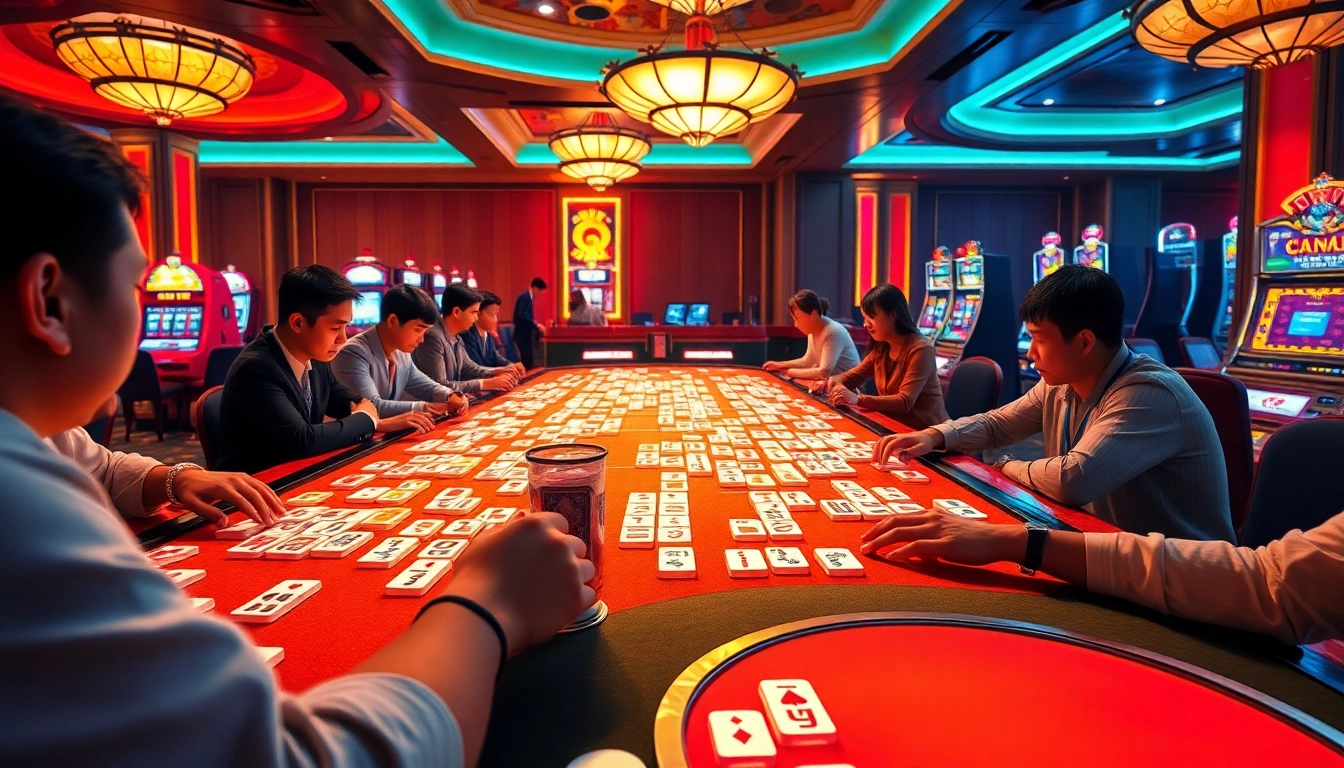 Engage in thrilling link mahjong gameplay surrounded by a luxurious casino atmosphere.