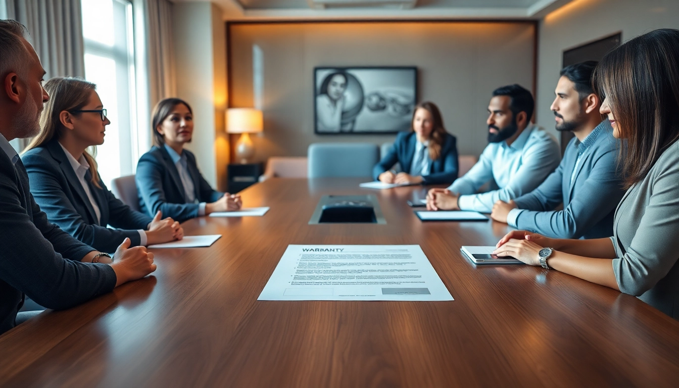 Showcasing a warranty company with clear exclusions document in a professional meeting, highlighting trust and clarity.