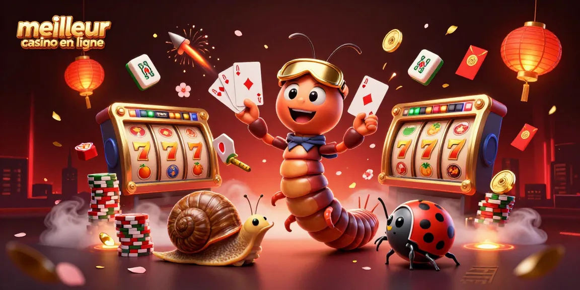 Jouez au meilleur casino en ligne avec une illustration captivante de personnages animés et des éléments de jeu.