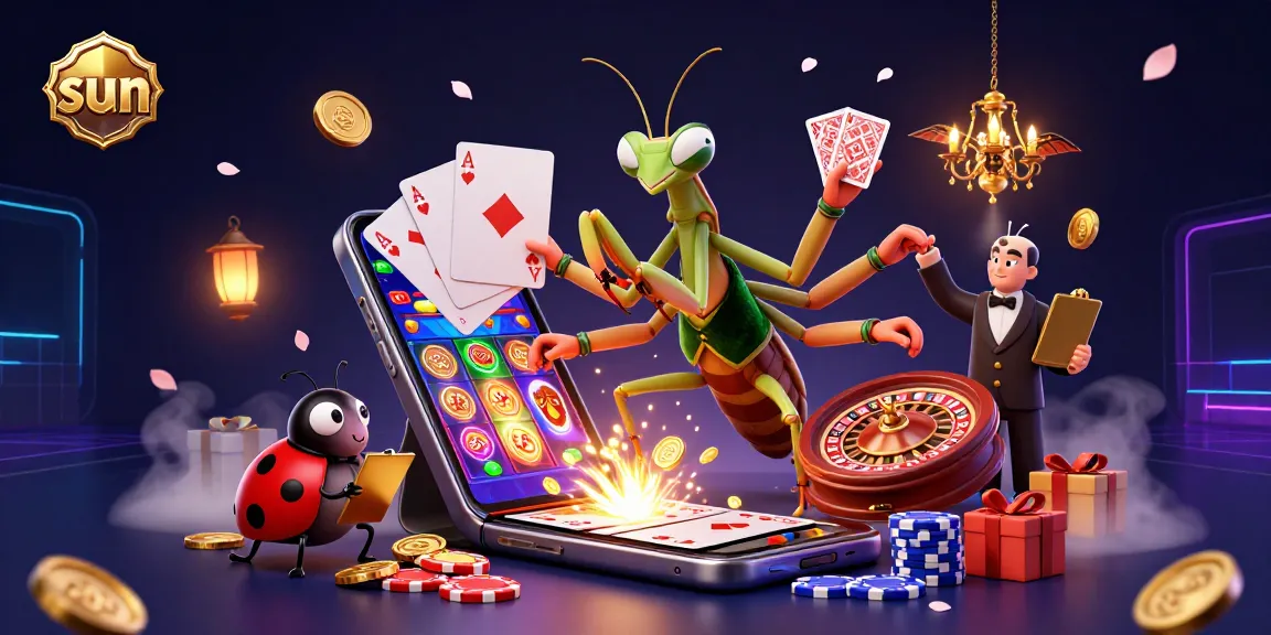 Engage in thrilling casino action with sun-themed elements in this vibrant 3D illustration.