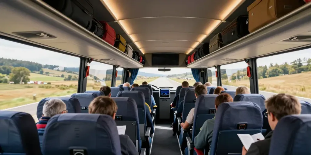 Livrare colete Moldova Europa într-un autocar modern pe drum către Europa