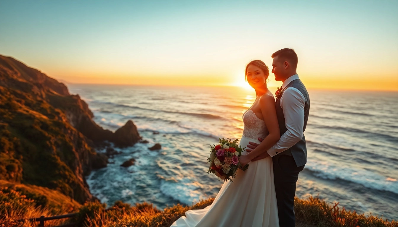 Couple celebrating their Big Sur wedding photography against a stunning coastal backdrop.