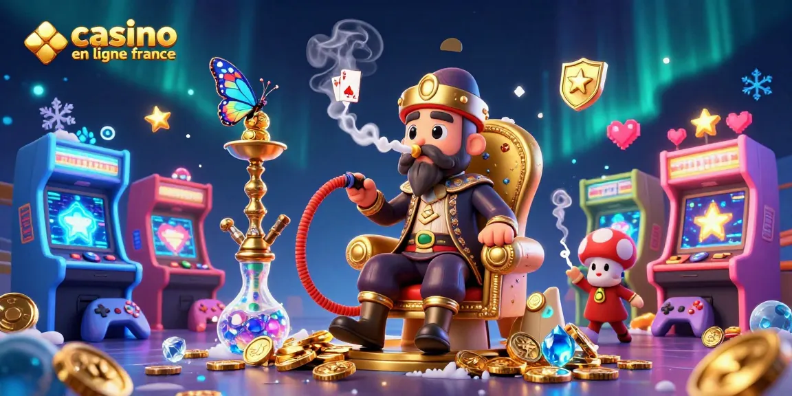 Une scène vibrante illustrant le monde du casino en ligne France avec des personnages colorés et des éléments de jeu captivants.
