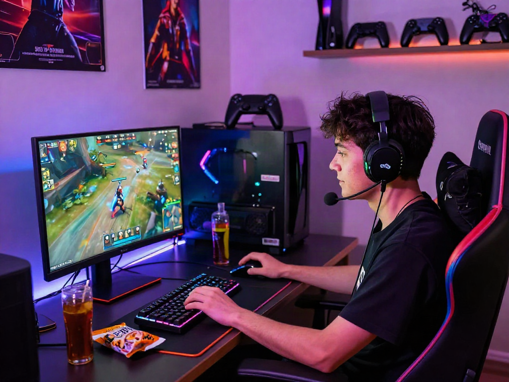 Immersive gaming environment at https://rokok88.net with a focused gamer and dynamic visuals.