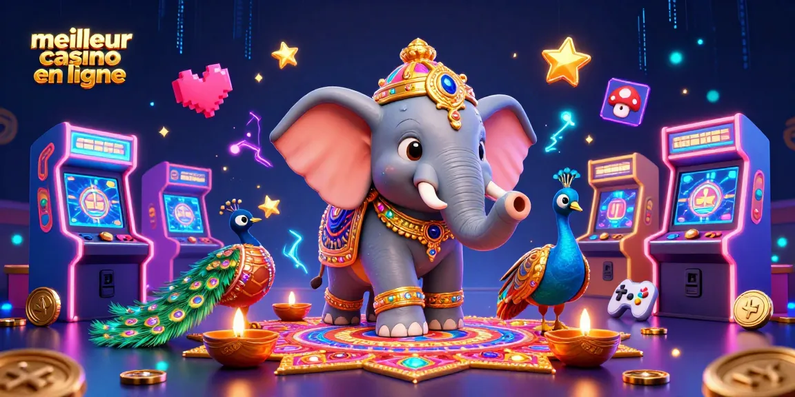 Découvrez des jeux palpitants au meilleur casino en ligne avec un éléphant brillant et un paon coloré.