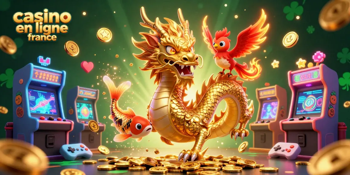 Profitez du meilleur casino en ligne France avec un dragon chinois et un phénix dans une scène fascinante.