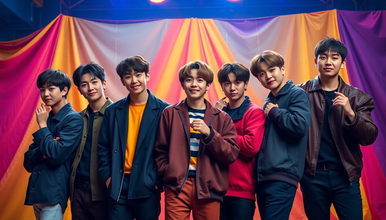 BTS members in vibrant settings showcasing their unique personalities and styles