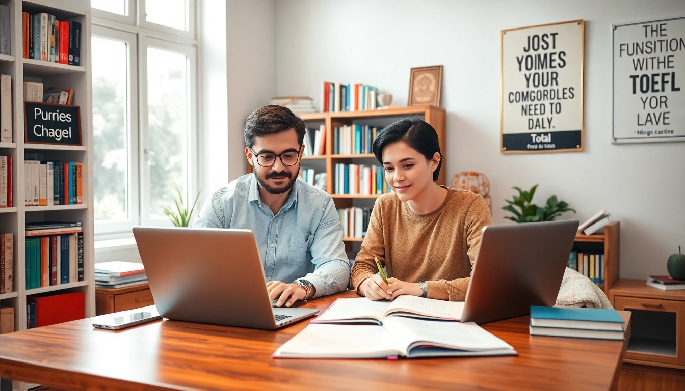 TOEFL expert help providing guidance to a student in a study setting.